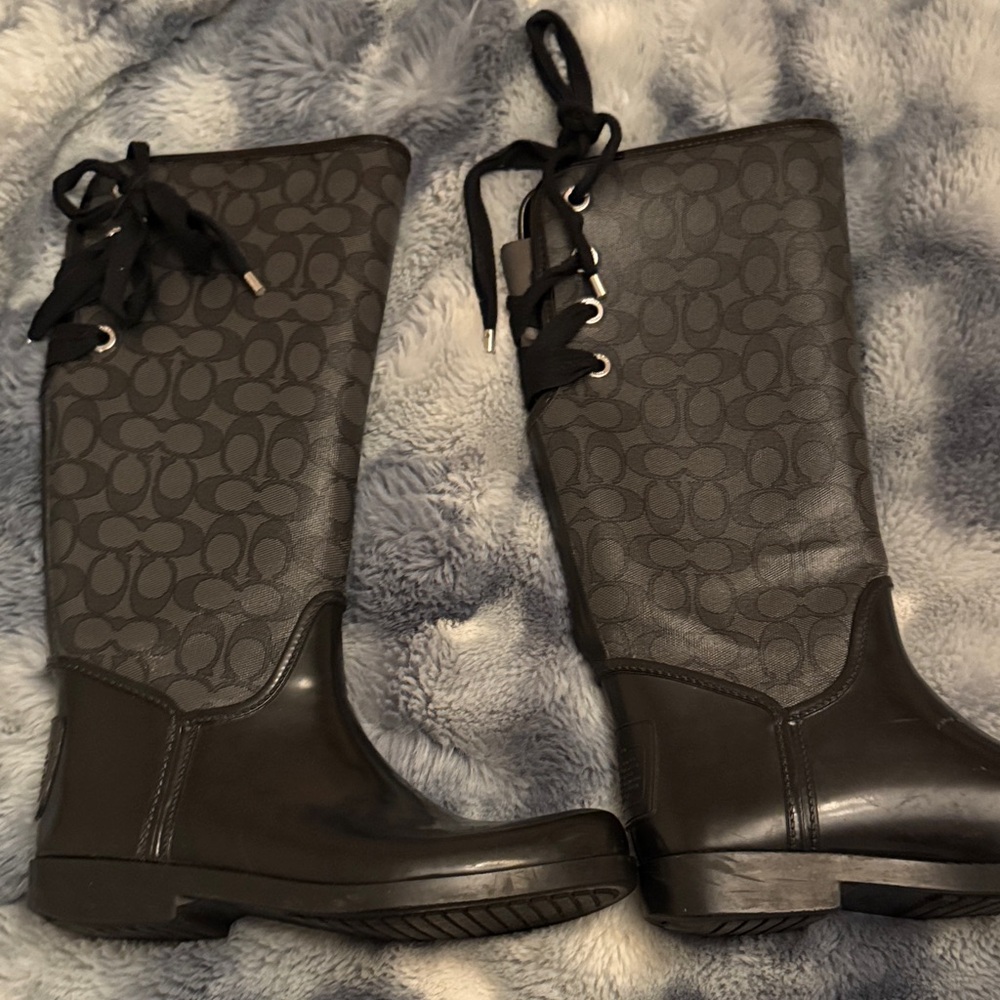 Coach Black and Dark Gray Winter Boots